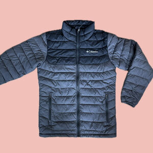 Columbia Powder Lite Puffer Jacket Men’s Small Gray Insulated Full Zip